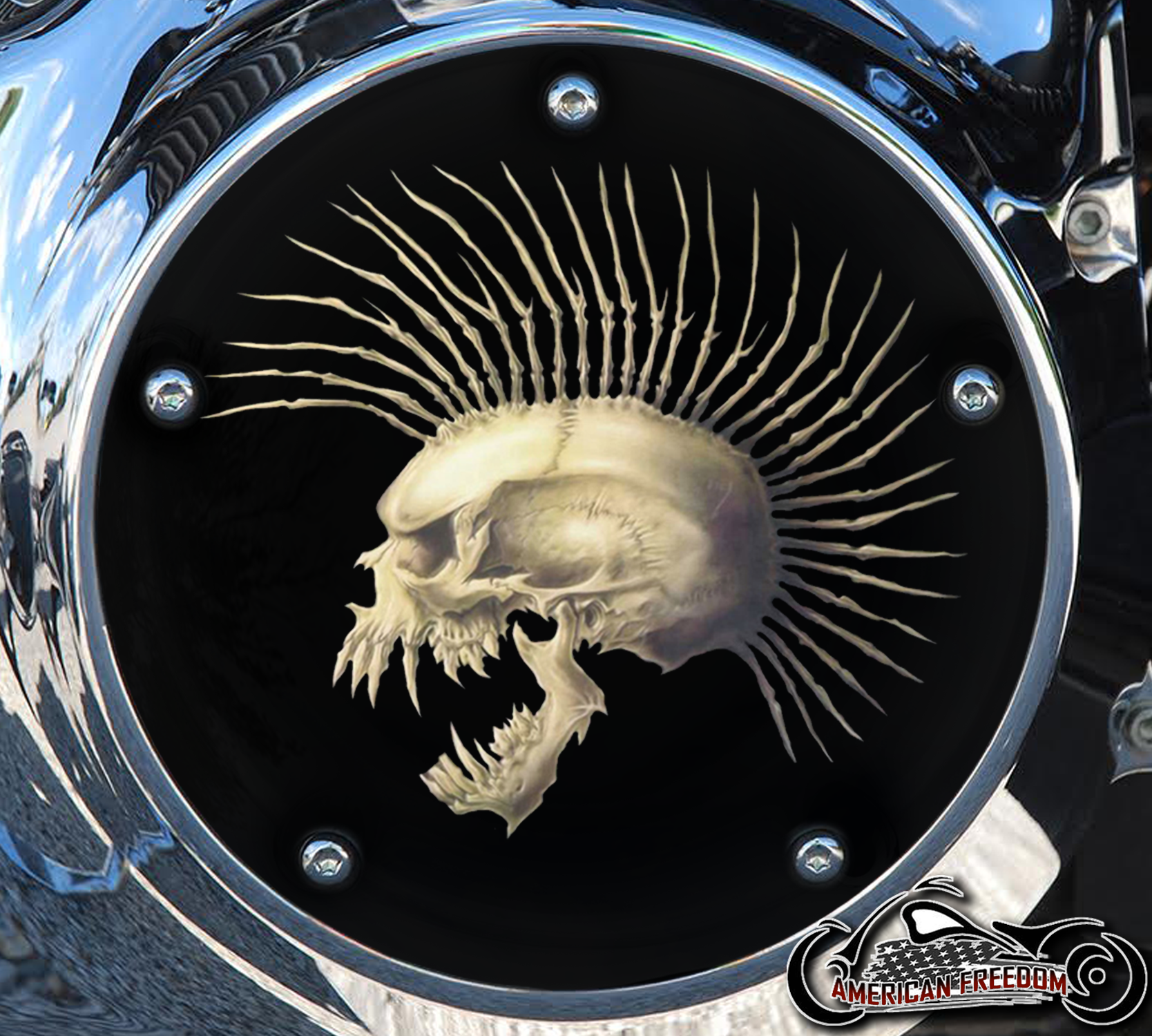 Custom Derby Cover - Mohawk Skull